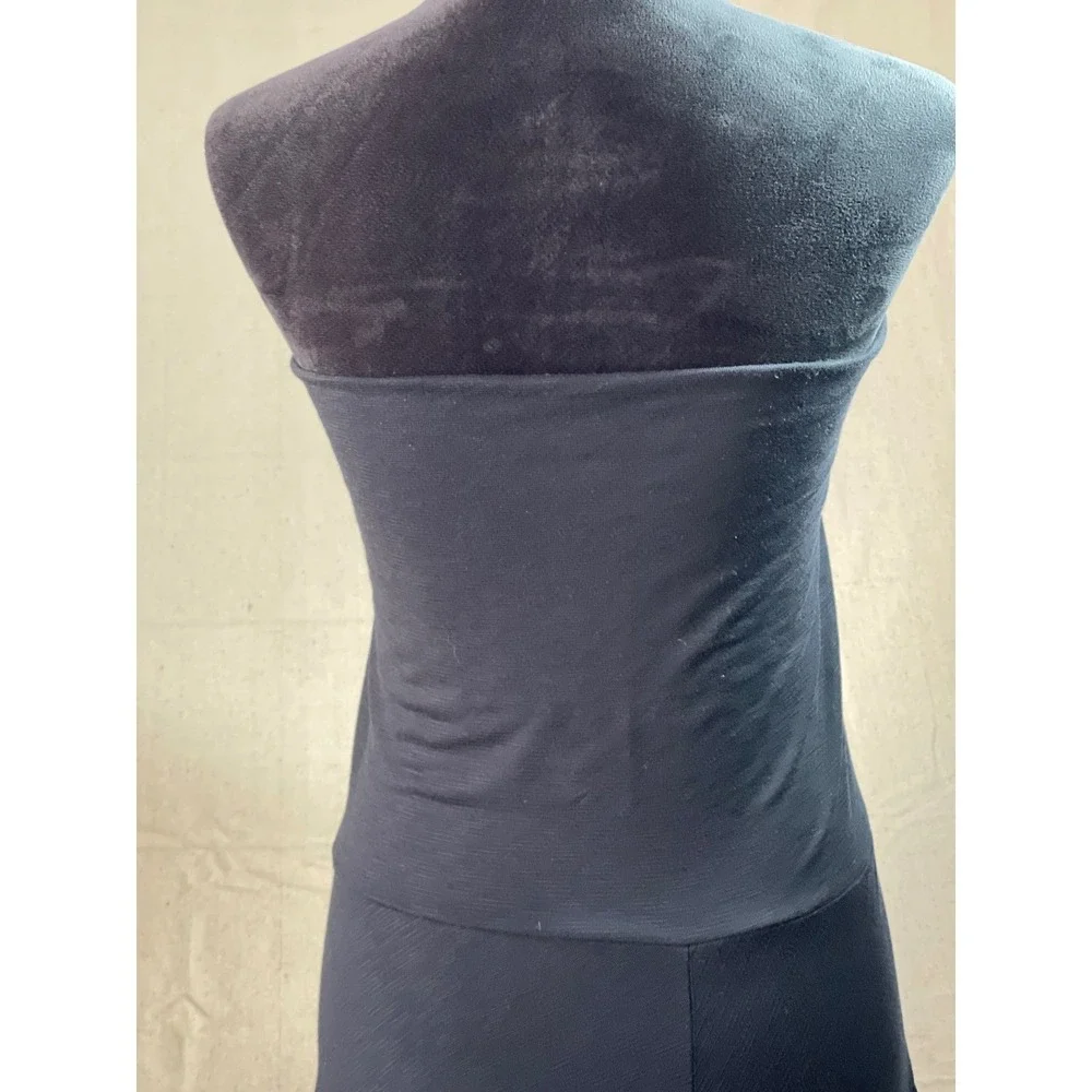 Black Tiered Strapless Maxi‎ Dress Women's Size M witchy goth party flattering